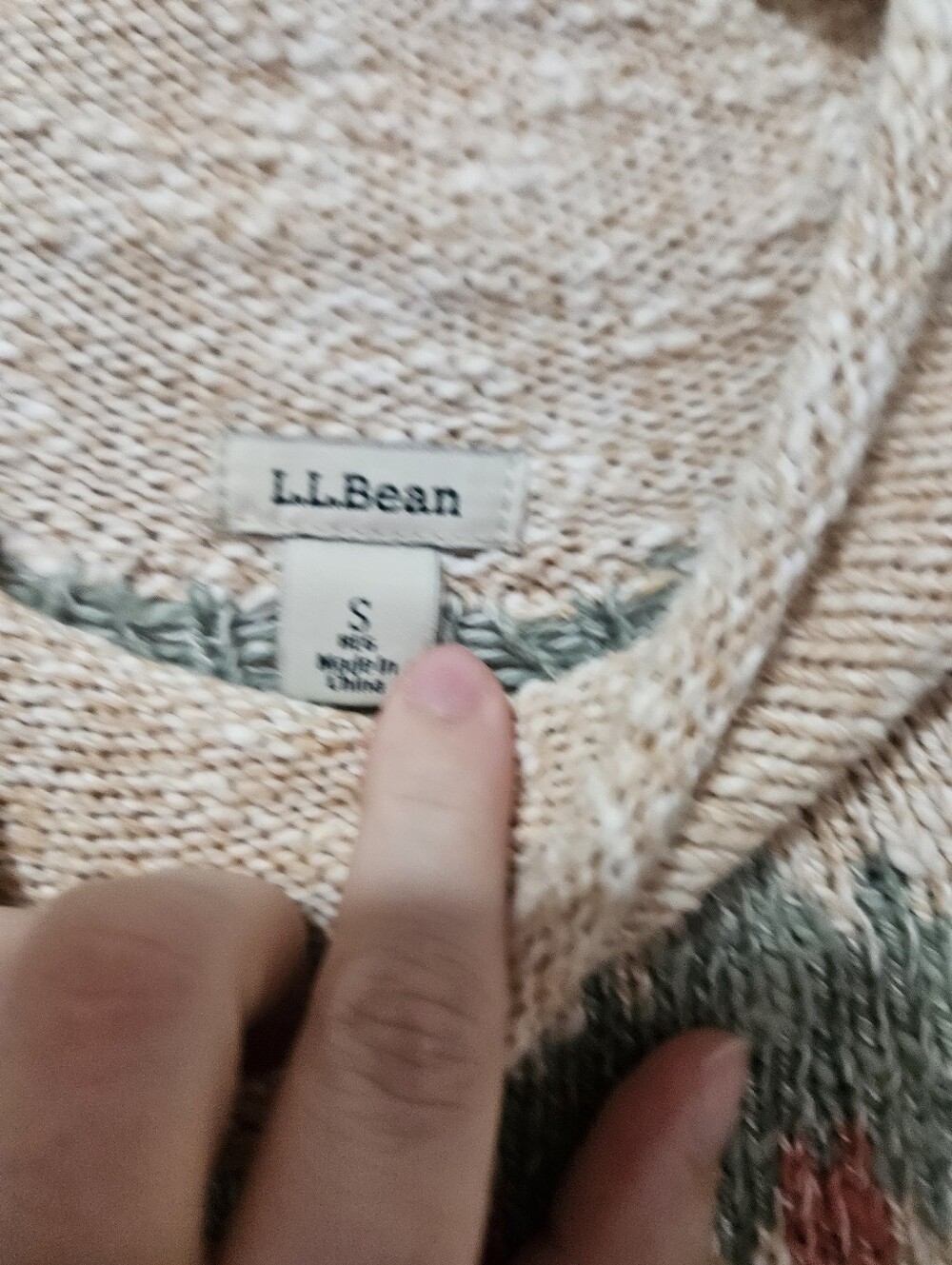 L. L. Bean 100% Cotton Fair Isle Sweater S - Picture 3 of 6